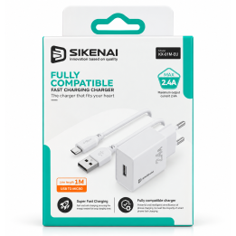 شاحن SIKENAI KX-01M-EU بقوة 2.4A مع كابل Micro USB بطول 1 متر