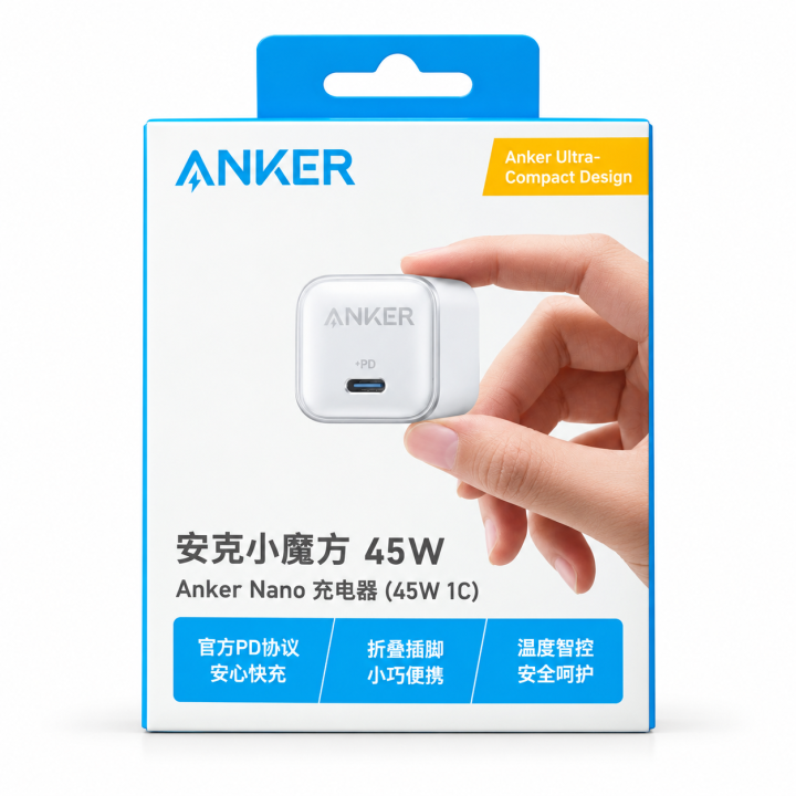 شاحن Anker Nano 45W USB-C PD – شاحن سريع صغير الحجم بتقنية