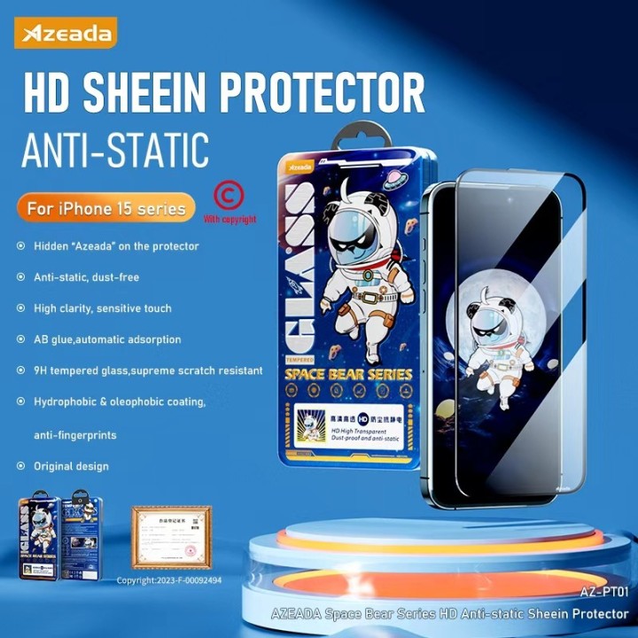 AZEADA Space Bear Series HD Anti-Static clear Tempered Glass Screen Protector