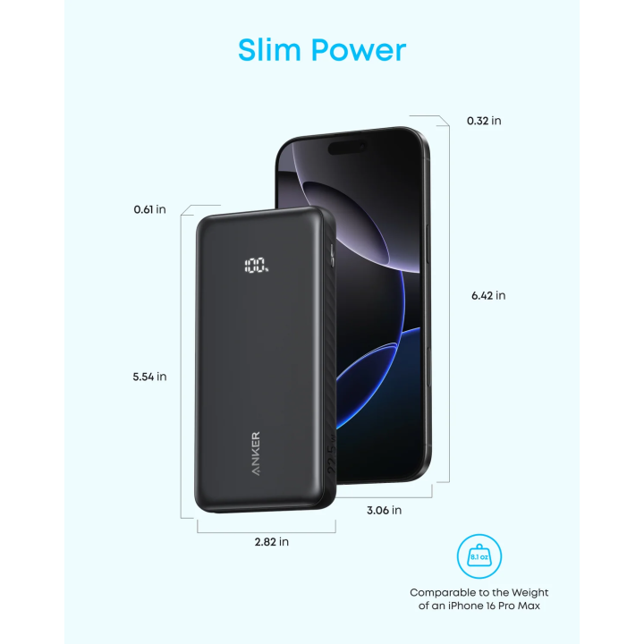 **Anker Zolo Power Bank 10000mAh 22\.5W – باور بانك أنكر زولو**