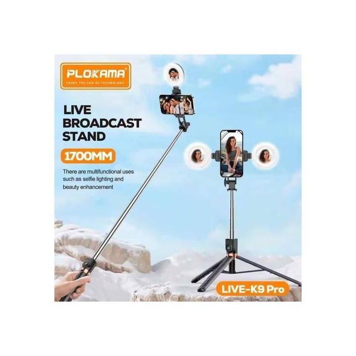 PLOKAMA LIVE-K9 Pro Ultra Long Selfie Stick – 1700mm