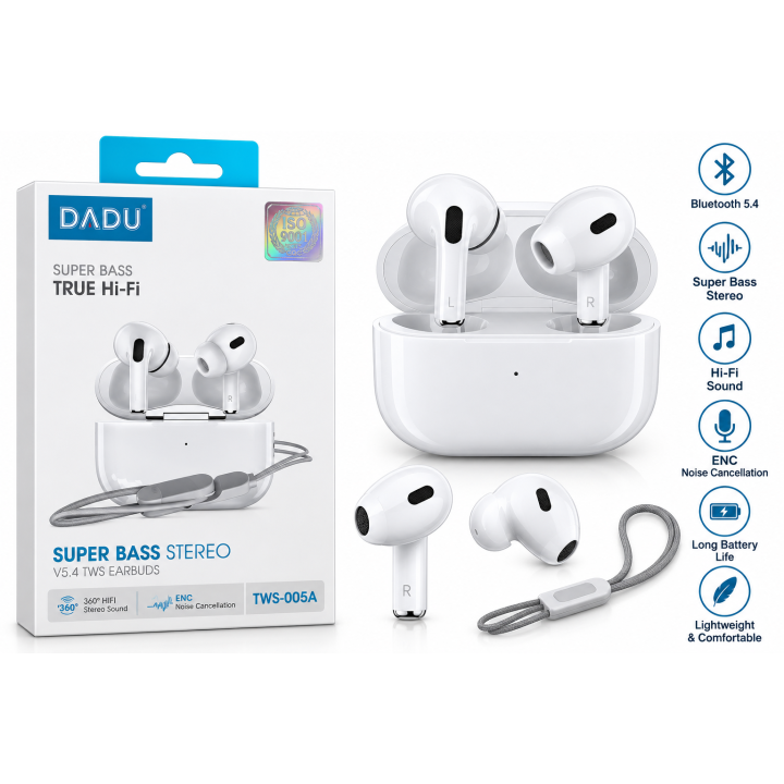 سماعة DADU TWS-005A لاسلكية بلوتوث 5.4 – سوبر باس ستيريو – DADU Super Bass Stereo TWS Earbud