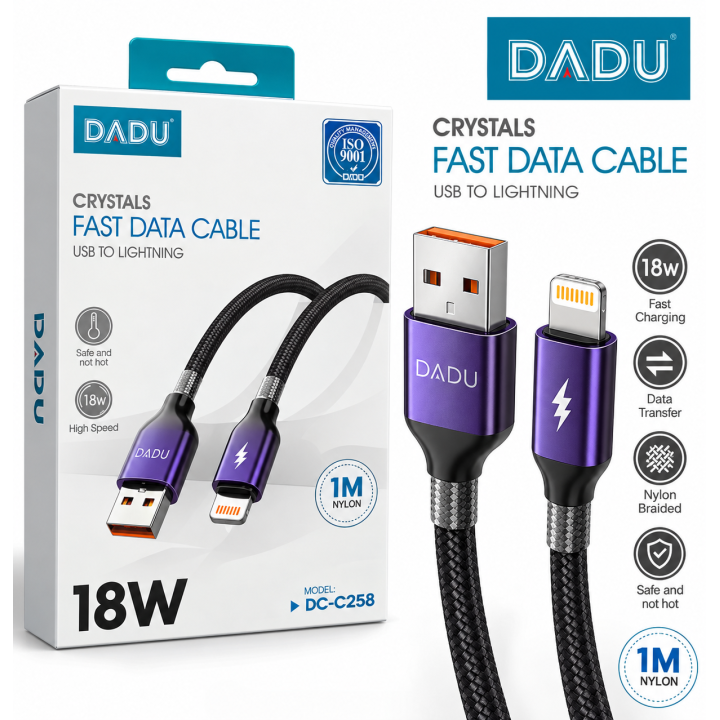 DADU Crystals Fast Data Cable USB to Lightning – 18W،