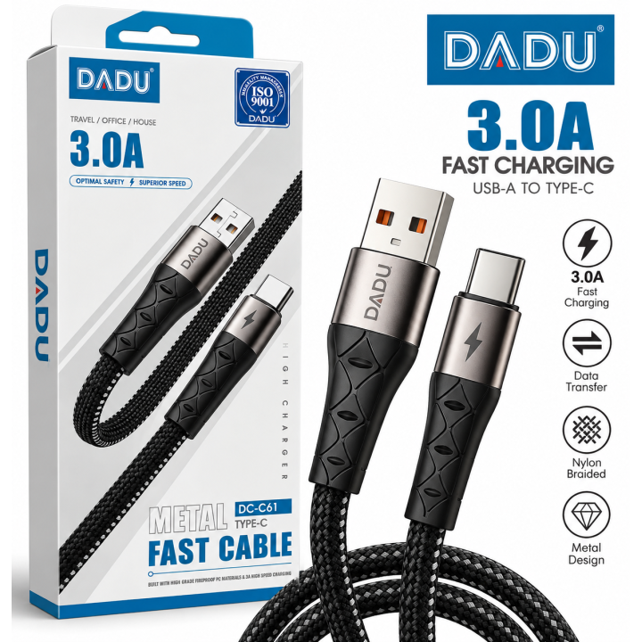 DADU DC-C61 Metal Fast Charging Cable 3.0A – USB-A to Type-C