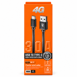 كابل 4G USB-A إلى Type-C بطول 1 متر – شحن سريع 3A ونقل بيانات